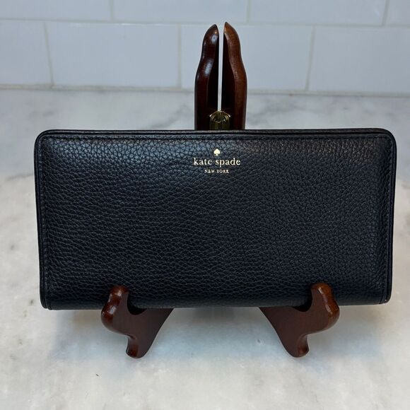 Kate Spade Pebbled Leather Full Sized Snap Closure Slim Wallet - Picture 1 of 16